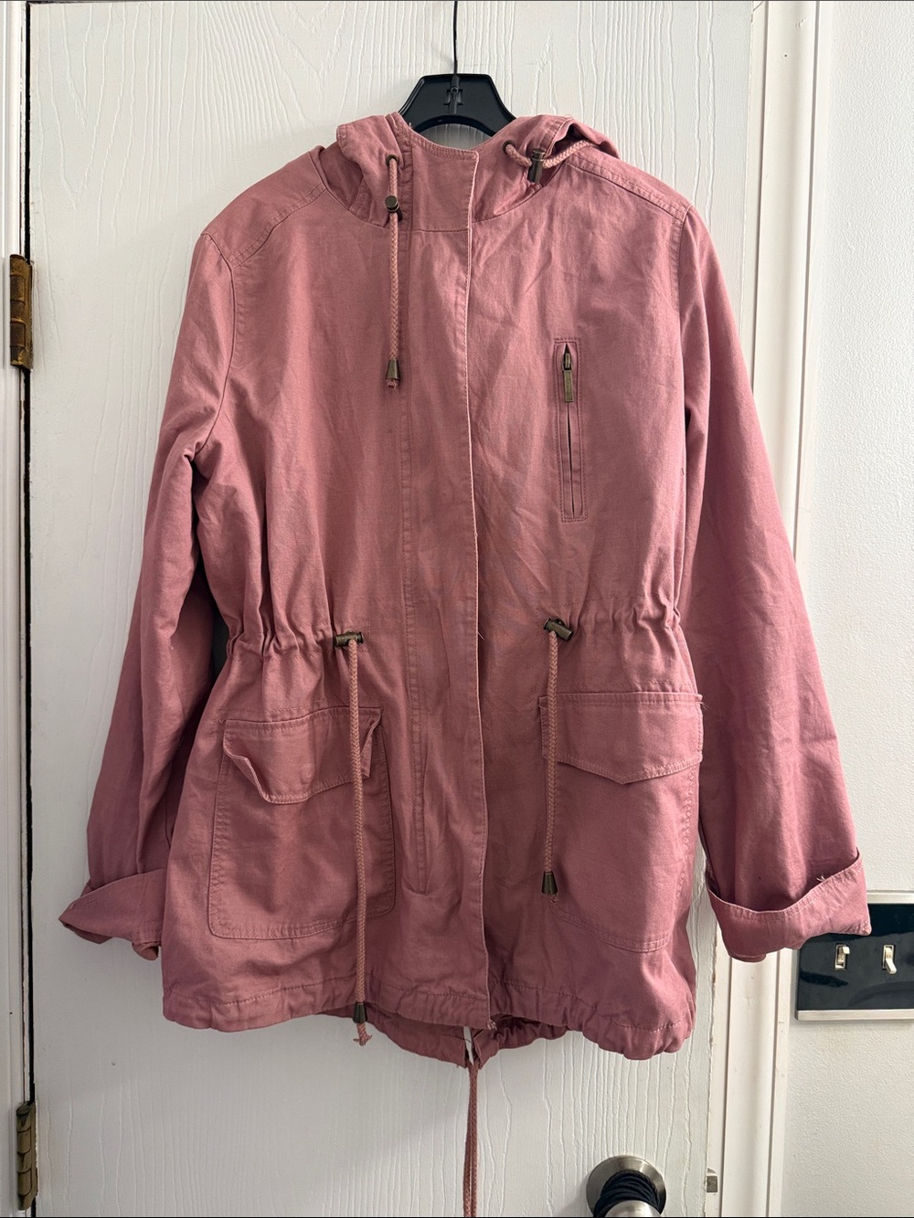 NWOT! Womens Pink Hooded Drawstring Anorak Jacket